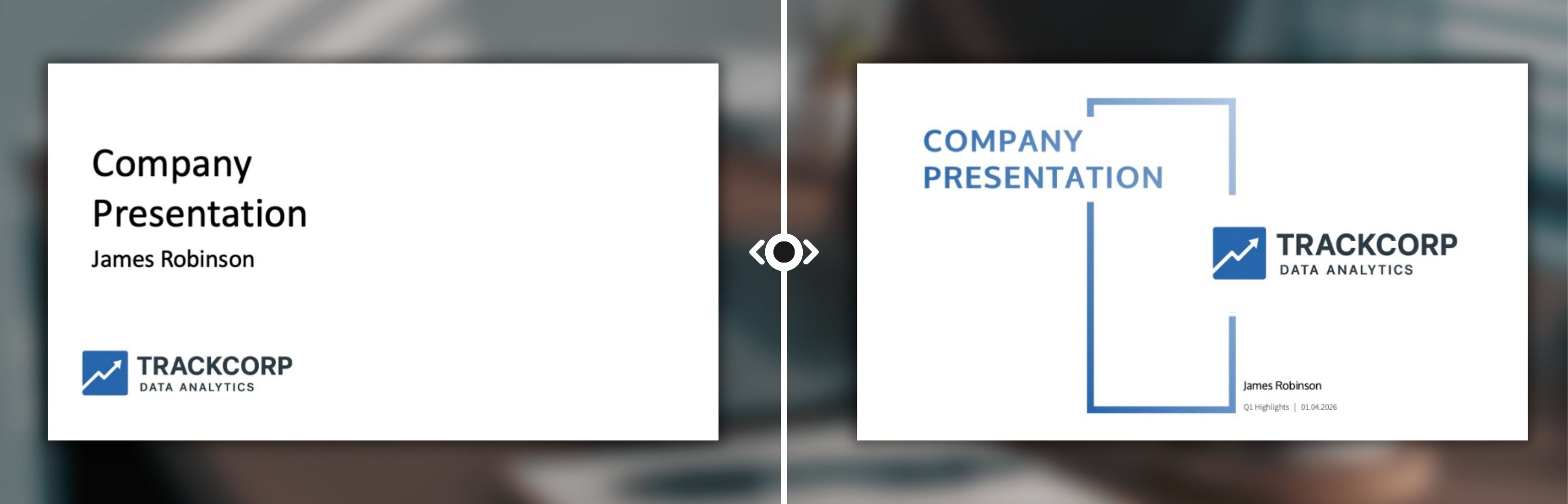 Before and after PowerPoint pitch deck redesign – PresentationBase