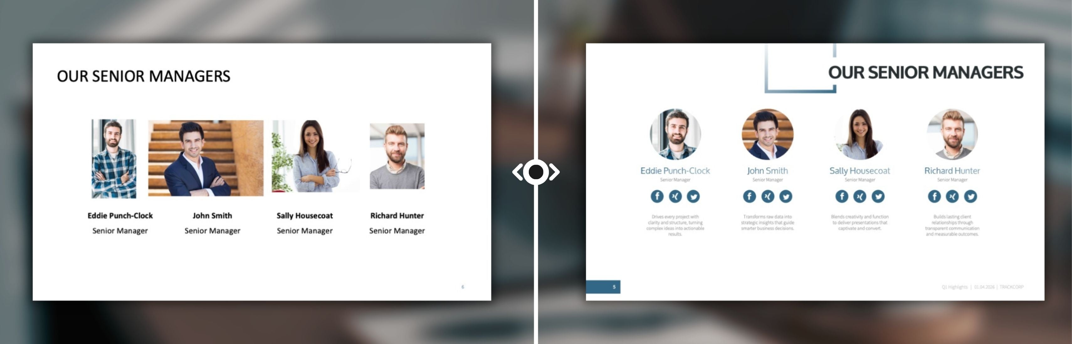 Before and after team slide example