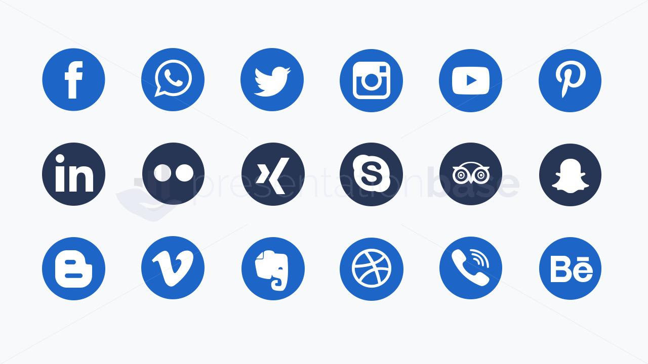 PowerPoint with Social Media Icons